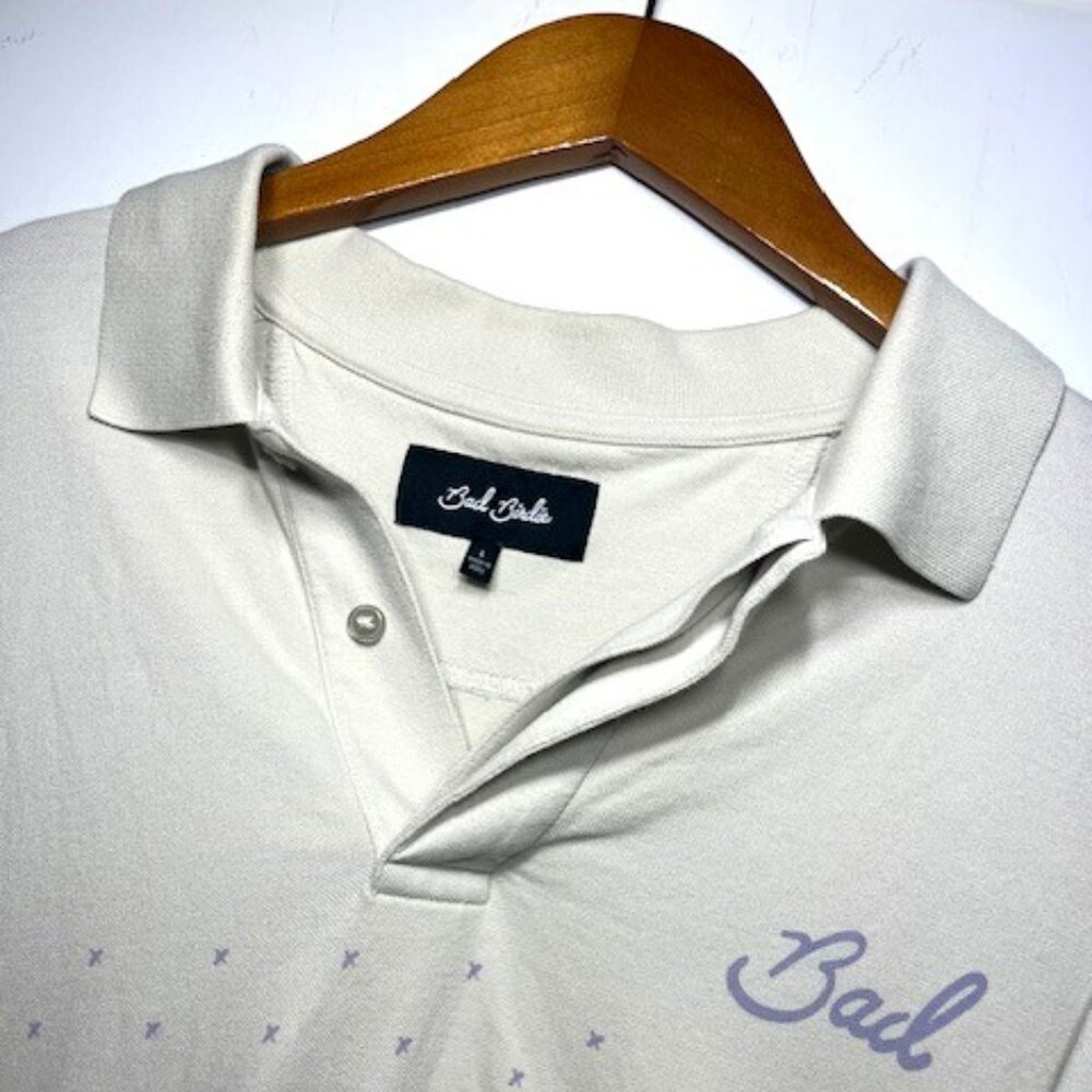 Bad Birdie Golf Reflecting Pond Men's Beige Long Sleeve Polo Sz L